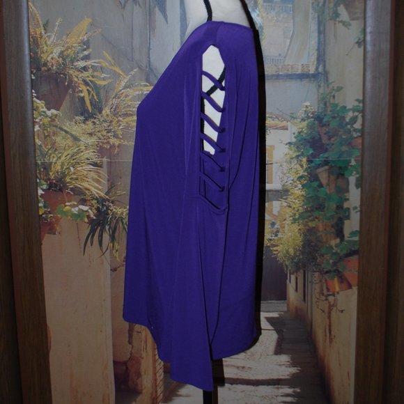 Michael Kors Purple Top with Ladderback Sleeves - XL - Picture 2 of 11